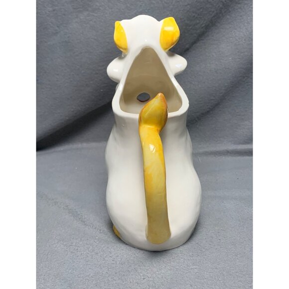 Vintage Bossie Cow-Shaped Ceramic Pitcher with Floral Accents & Handle Lefton - Picture 5 of 14